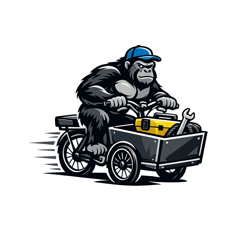 Gorilla auf Lastenrad Logo